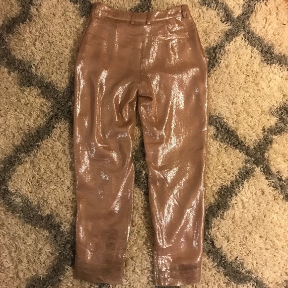 NWOT Size 2 Rose Gold Shimmer High Waste Ankle Cut - Picture 3 of 4